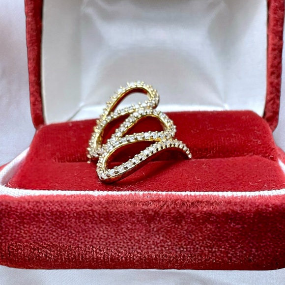 🌺Gold 925 CZ Swirl Ring - Picture 8 of 10